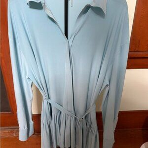 Norma Kamali Powder Blue Oversized Boyfriend Shirt